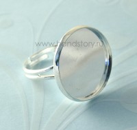 Основа для кольца безразмерная с сеттингом Цвет: светлое серебро (1 шт)