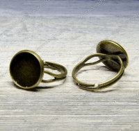 Основа для кольца с сеттингом 14мм, внутр. диаметр 12мм Цвет: бронза (1 шт)